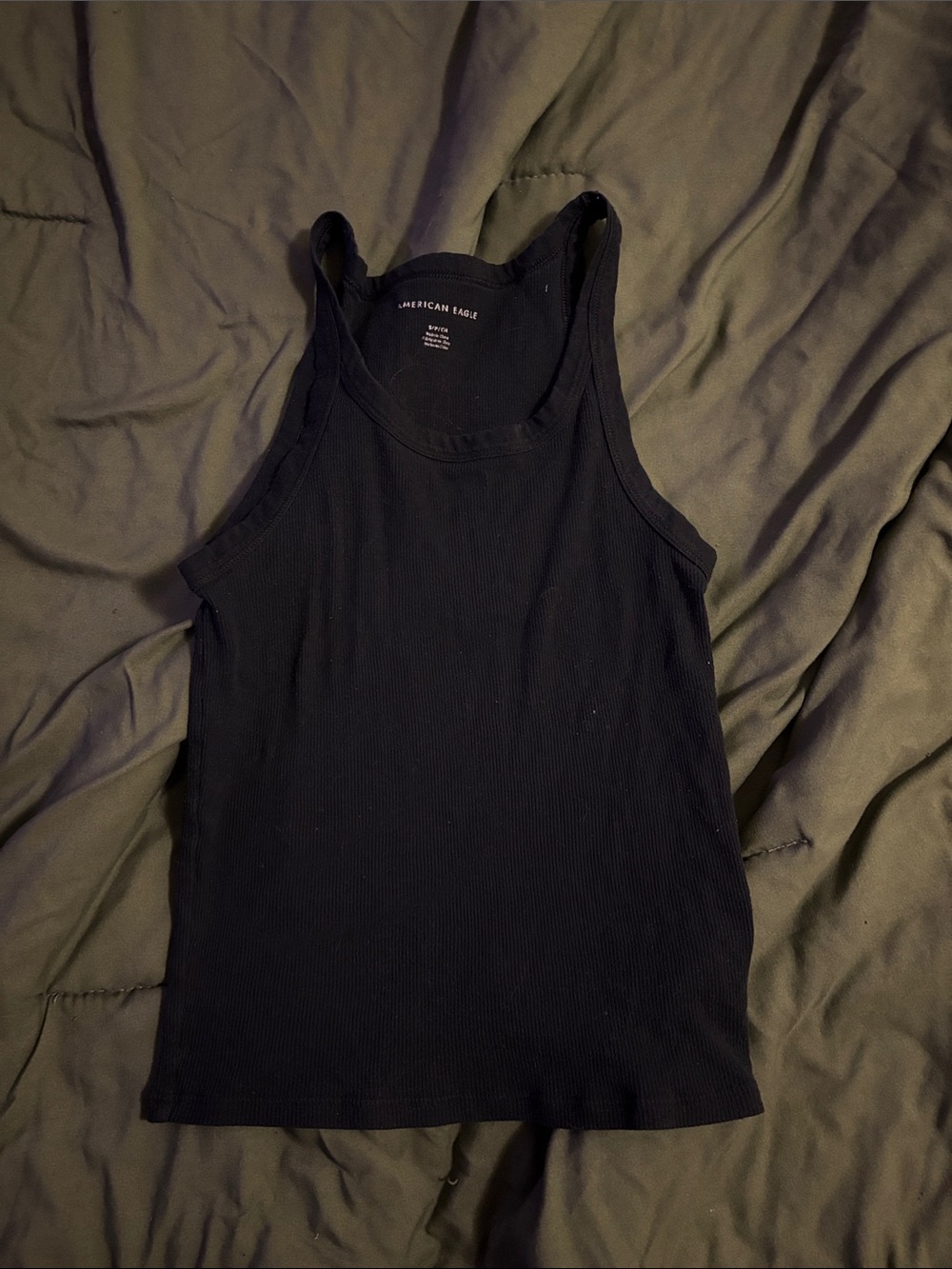 American Eagle Outfitters Black Ribbed Scoop Tank